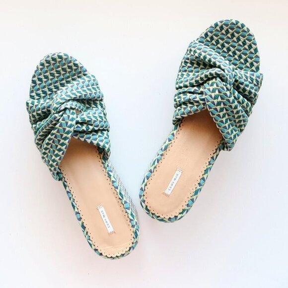 Leon Max Canvas Platform Wedge Slides Mule Sandals Statement Boho Summer Shoes - Picture 14 of 16